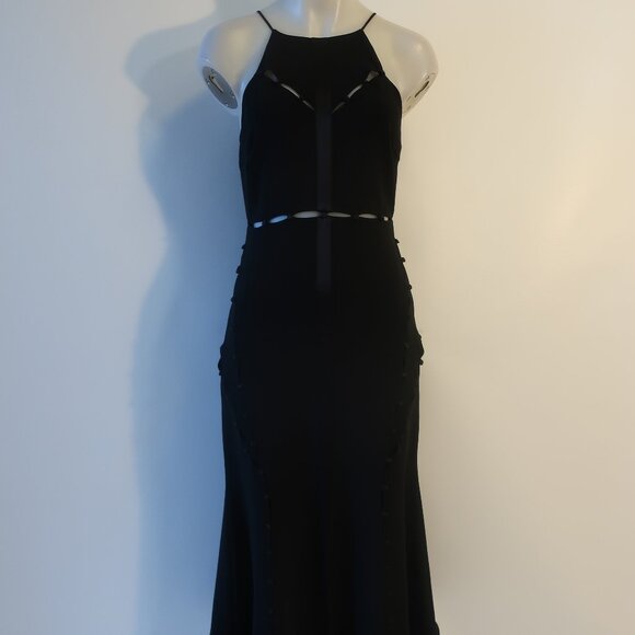 Womens Cinq a Sept Black Satin Striped & Button Details Maxi Dress 6 - Picture 1 of 12